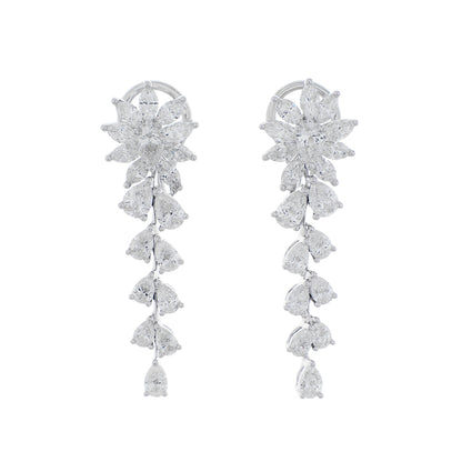 Exclusive 18K White Gold 3.38 Carat Diamond Cascade Earrings — Front View
