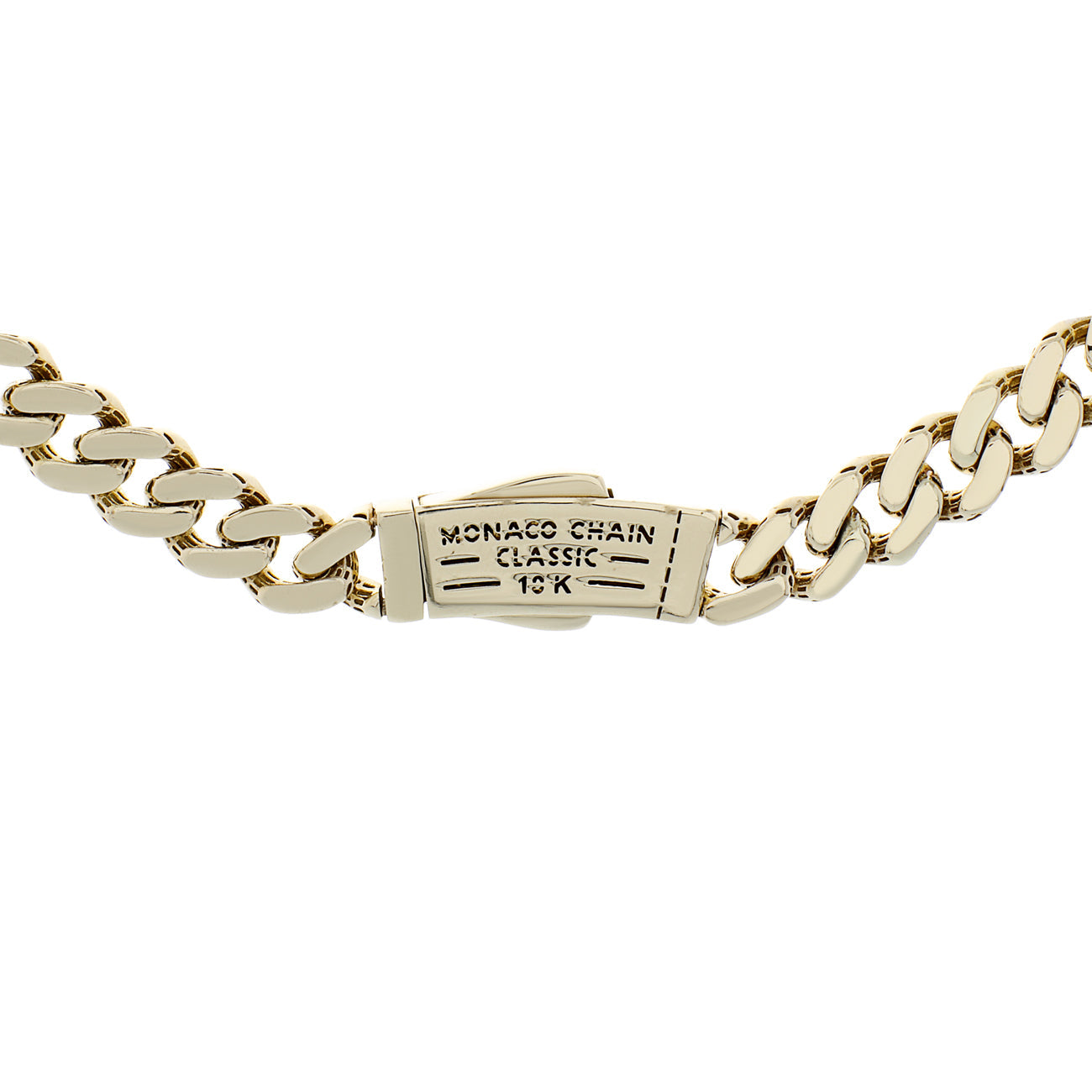 Exclusive 10K Yellow Gold Monaco Diamond Cut Curb Link Chain — Top View