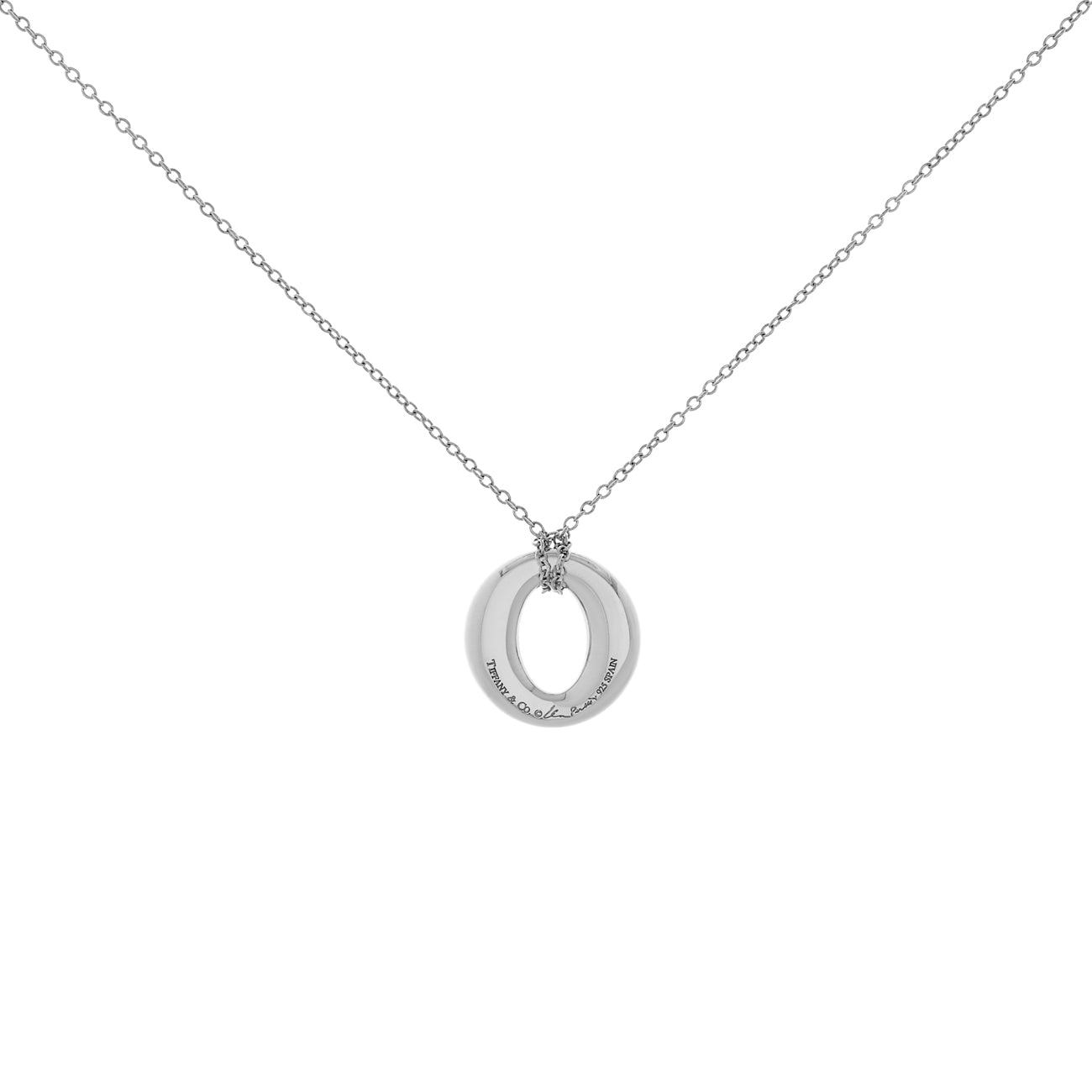 Exclusive Tiffany & Co. Sterling Silver Sevillana Circle Pendant Necklace — Side View