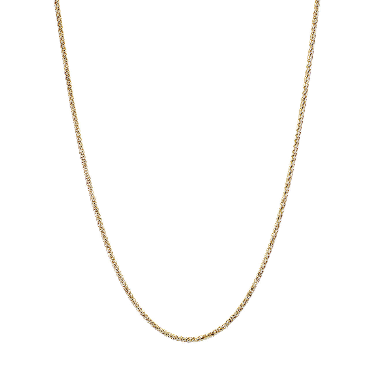 Exclusive 18K Yellow Gold Wheat Link Chain — Front View
