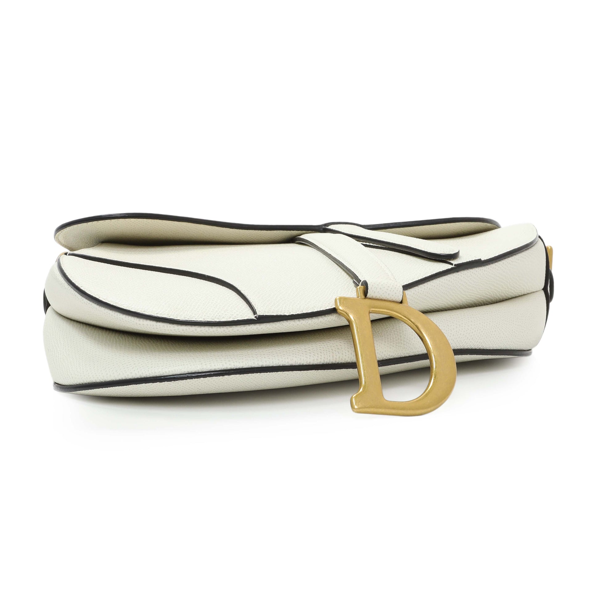 Exclusive Christian Dior White Grained Calfskin Saddle Bag — Back View
