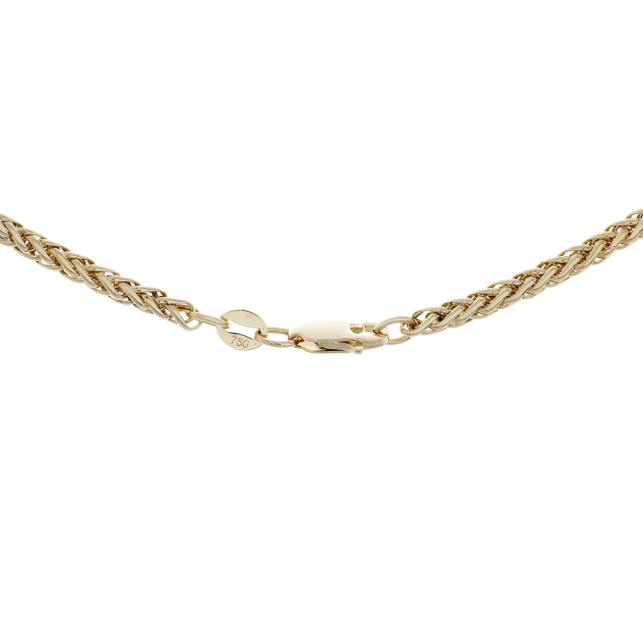 Exclusive 18K Yellow Gold Wheat Link Chain — Side View