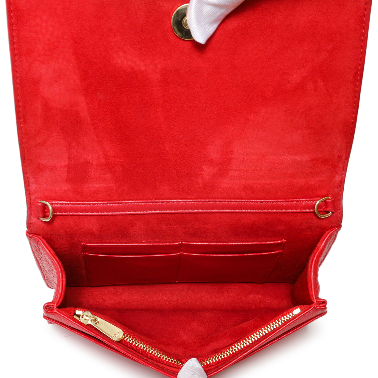 Exclusive Christian Dior Red Calfskin Diorama Wallet On Chain — Alternate View 8