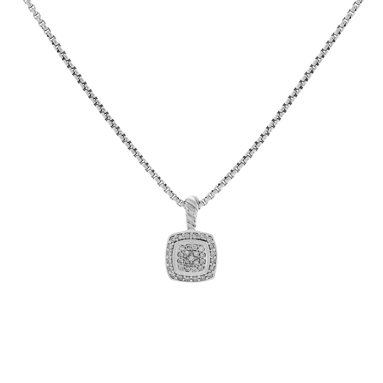 Exclusive David Yurman Sterling Silver Diamond Petite Albion Pendant Necklace — Front View
