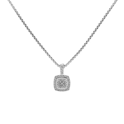 Exclusive David Yurman Sterling Silver Diamond Petite Albion Pendant Necklace — Front View