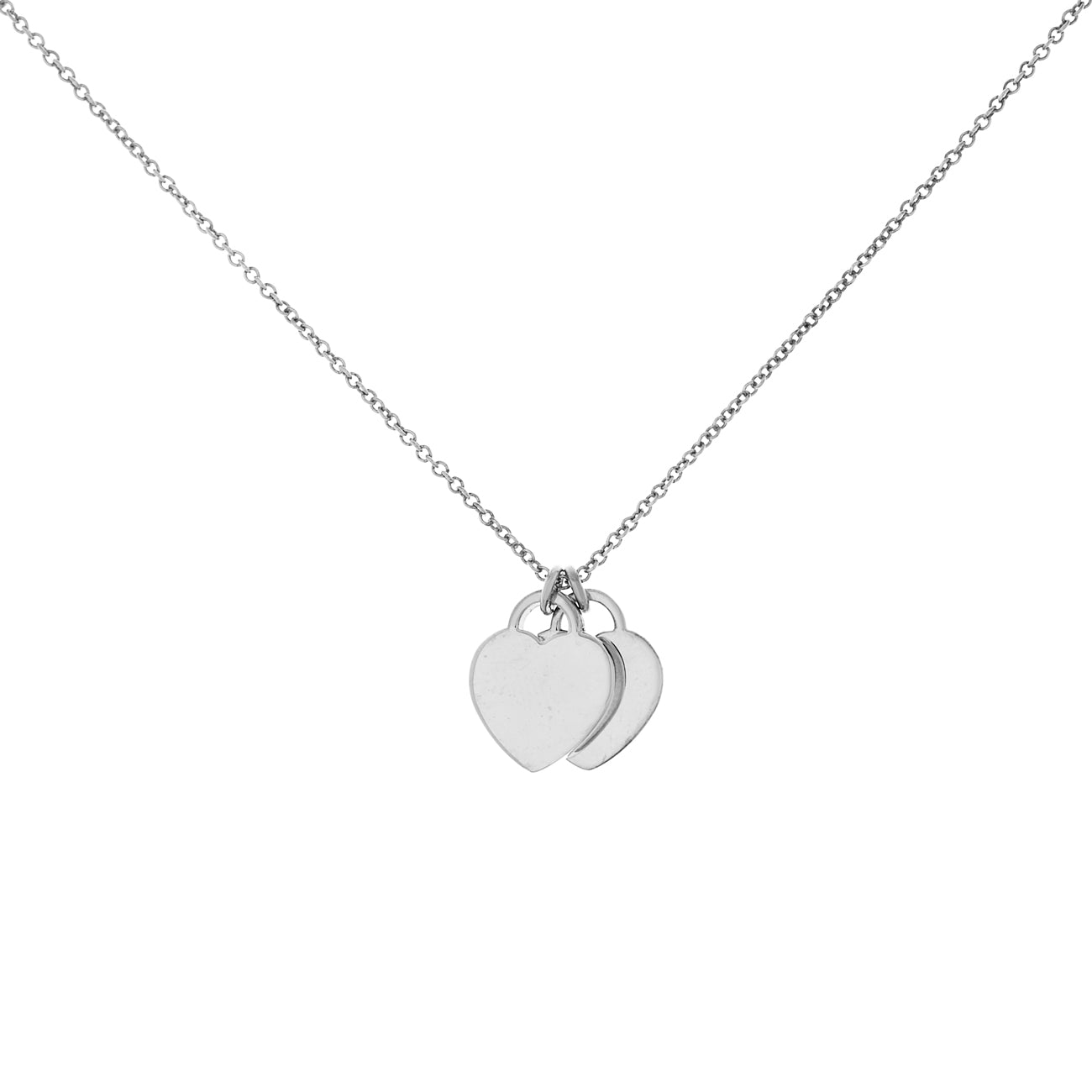 Exclusive Tiffany & Co. Sterling Silver Diamond Mini Return to Tiffany Double Heart Necklace — Side View