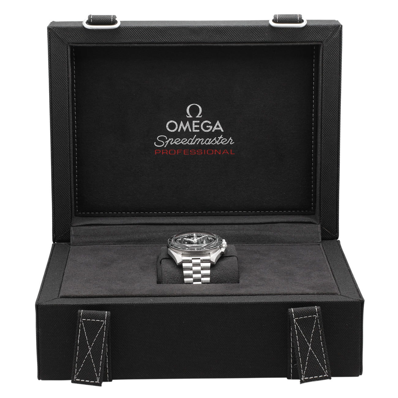 Exclusive Omega Stainless Steel Speedmaster Professional Moonwatch 310.30.42.50.01.001 — Detail View