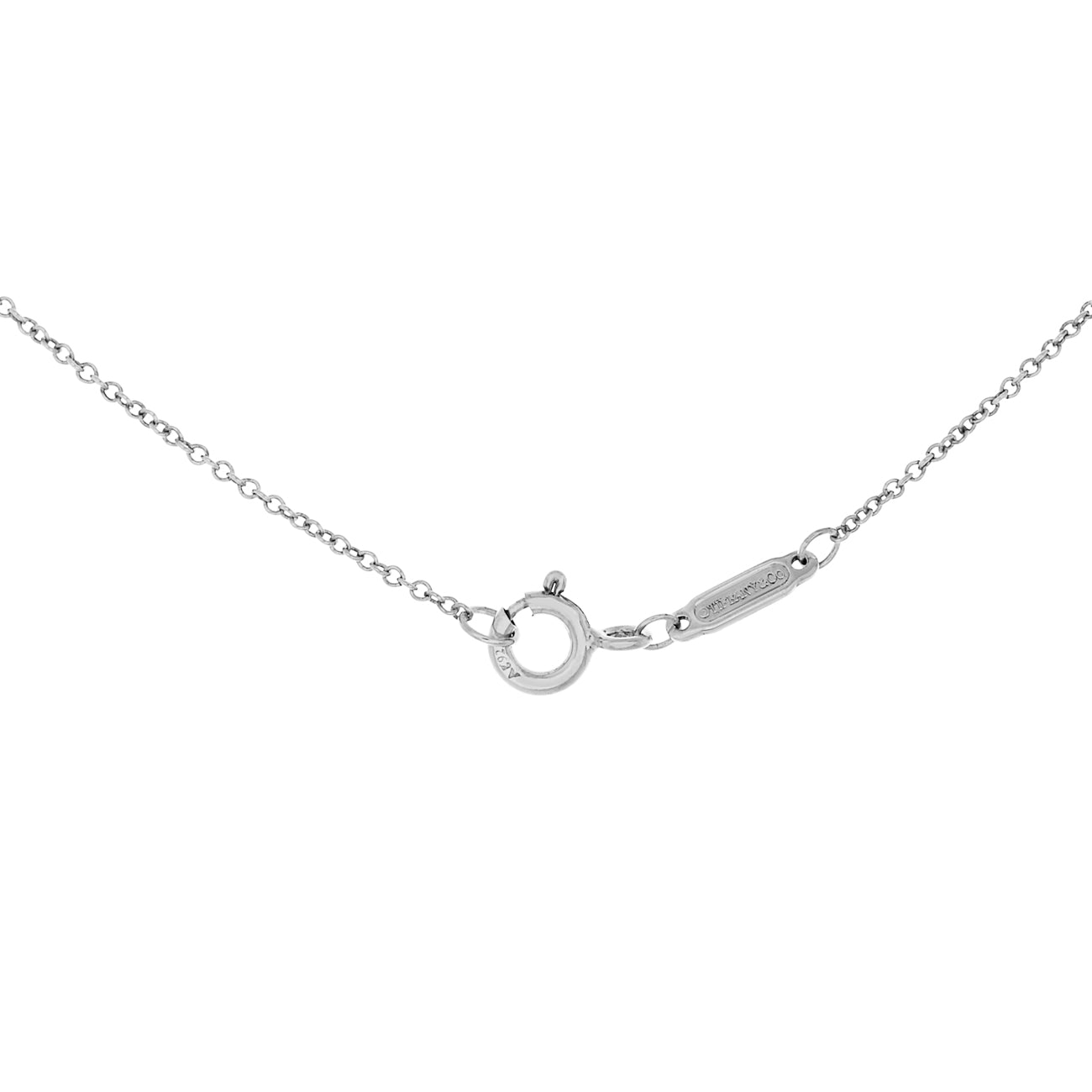 Exclusive Tiffany & Co. Sterling Silver Diamond Mini Return to Tiffany Double Heart Necklace — Back View
