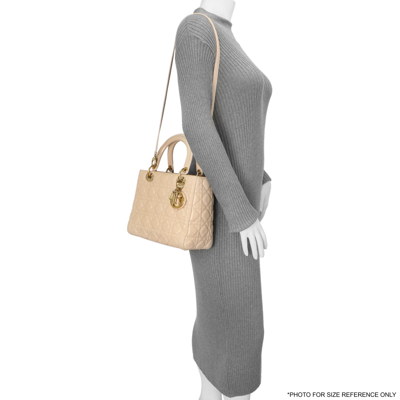 Exclusive Christian Dior Nude Lambskin Cannage Medium Lady Dior — Alternate View 15