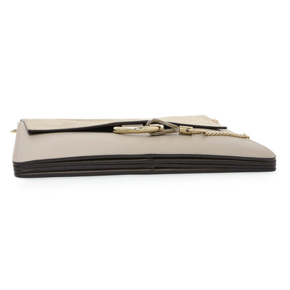 Exclusive Chloe Motty Grey Calfskin Suede Medium Faye Shoulder Bag — Back View