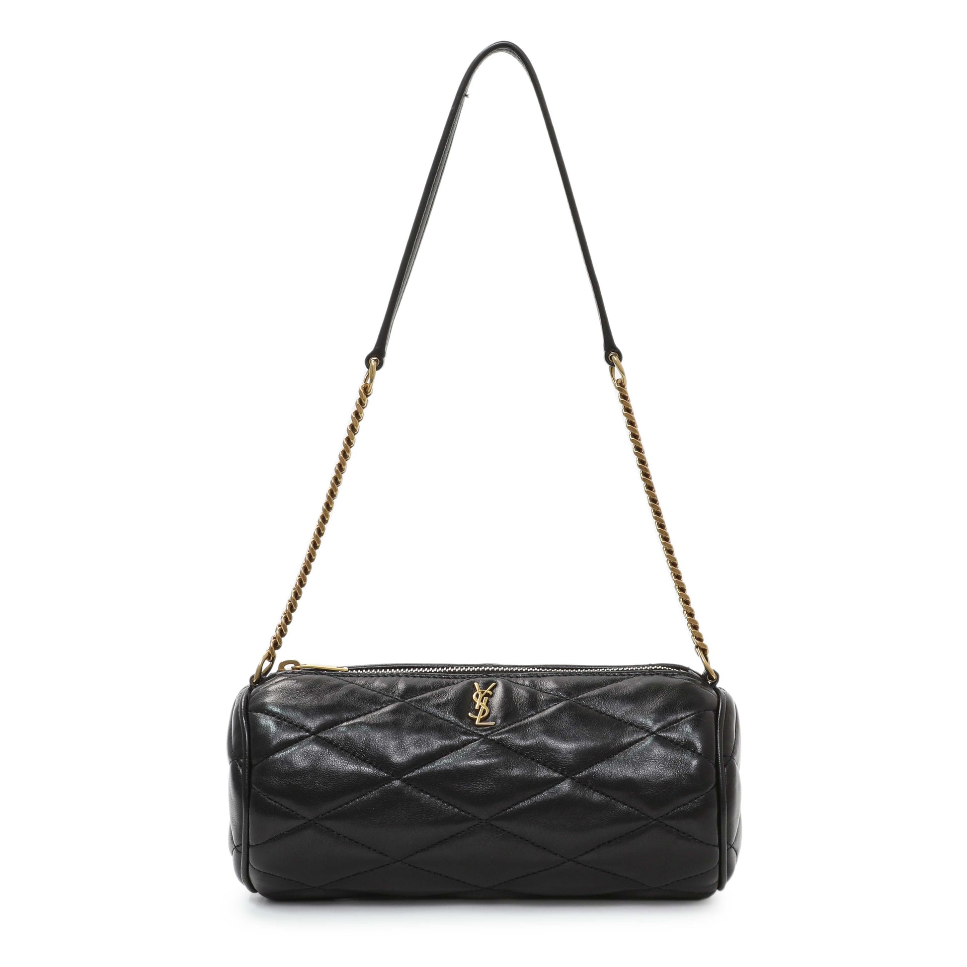 Exclusive Saint Laurent Lambskin Black Sade Tube Bag — Front View