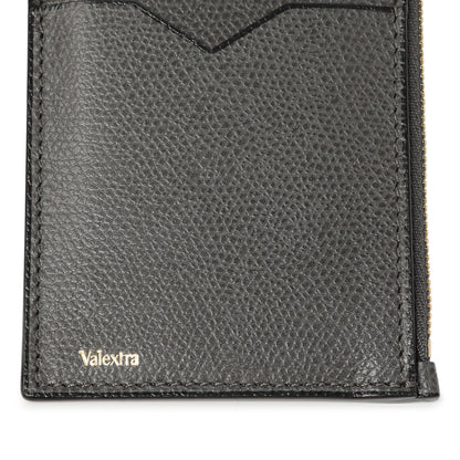 Exclusive Valextra Grey Calfskin Card Holder With Zip — Detail View