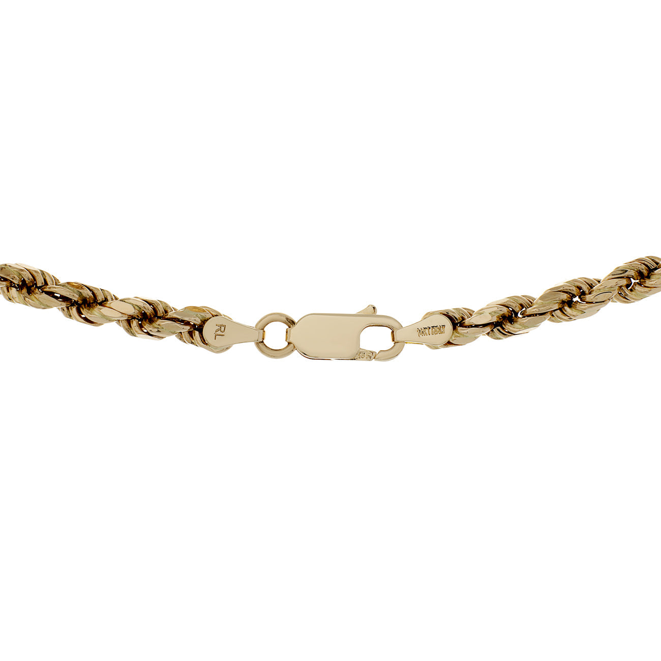 Exclusive 14K Yellow Gold Rope Chain — Side View