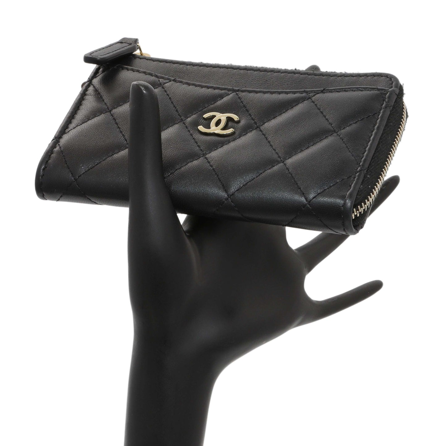 Exclusive Chanel Black Quilted Lambskin CC Zip Around Card Holder — Alternate View 7