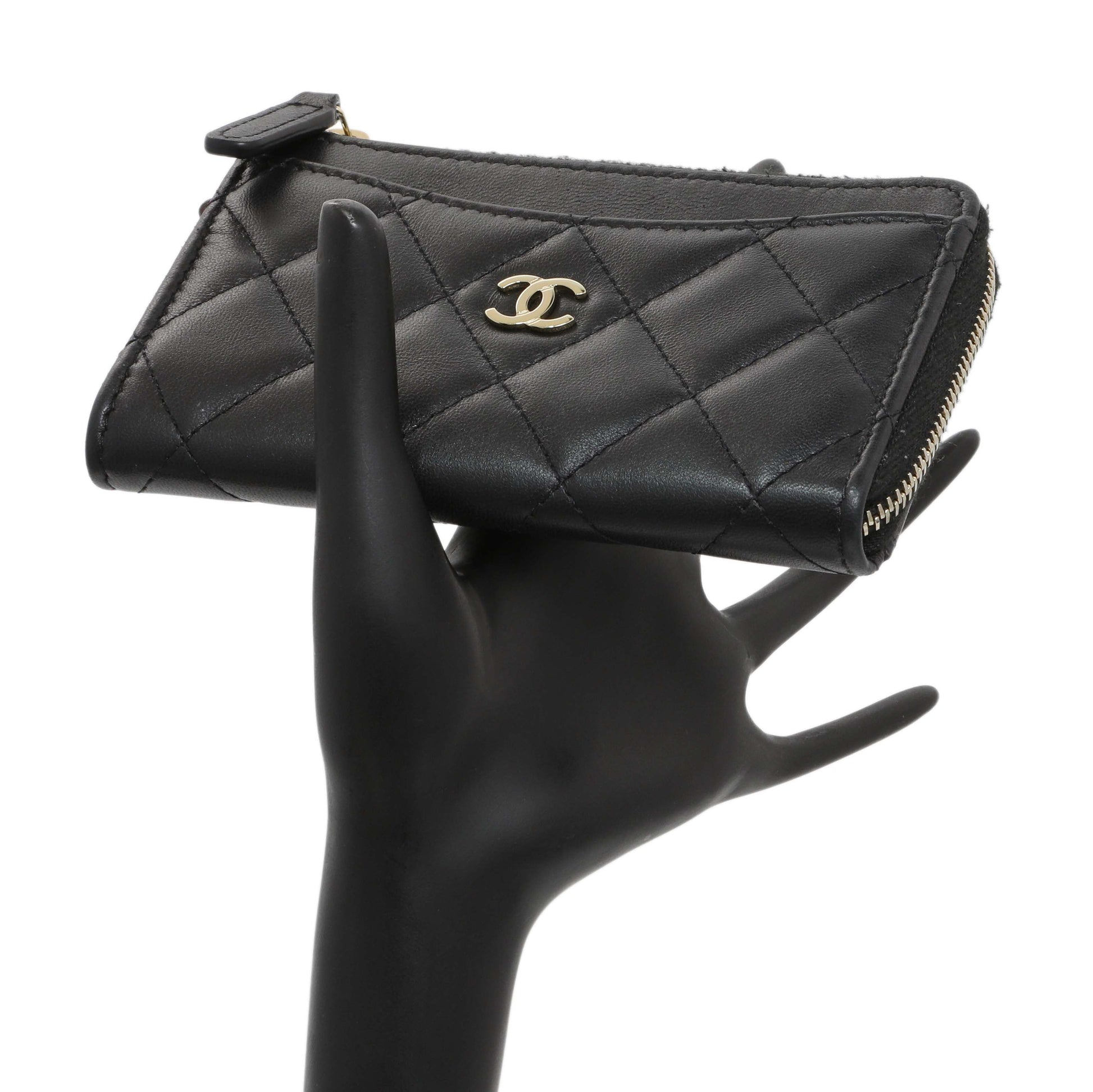 Exclusive Chanel Black Quilted Lambskin CC Zip Around Card Holder — Alternate View 7