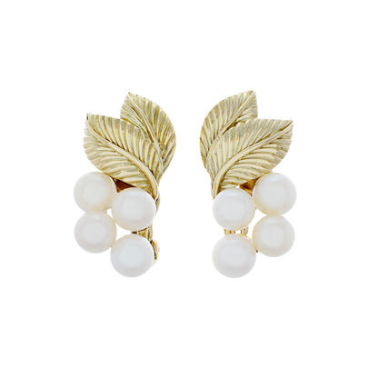 Exclusive 14K Yellow Gold Akoya Pearl Clip-On Earrings — Front View