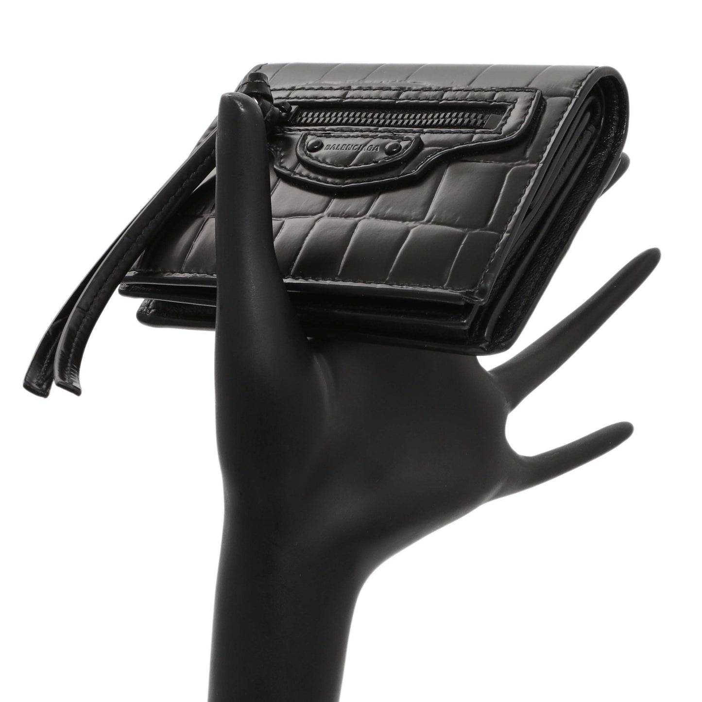 Exclusive Balenciaga Black Crocodile Embossed Wallet — Alternate View 7