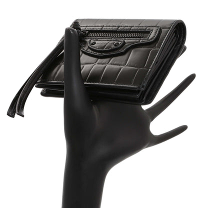Exclusive Balenciaga Black Crocodile Embossed Wallet — Alternate View 7