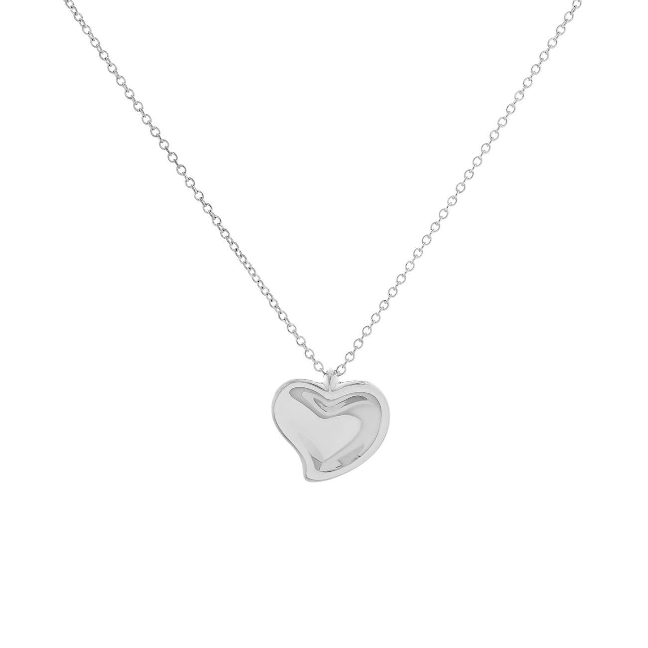 Exclusive Tiffany & Co. Sterling Silver Elsa Peretti Carved Heart Pendant Necklace — Front View