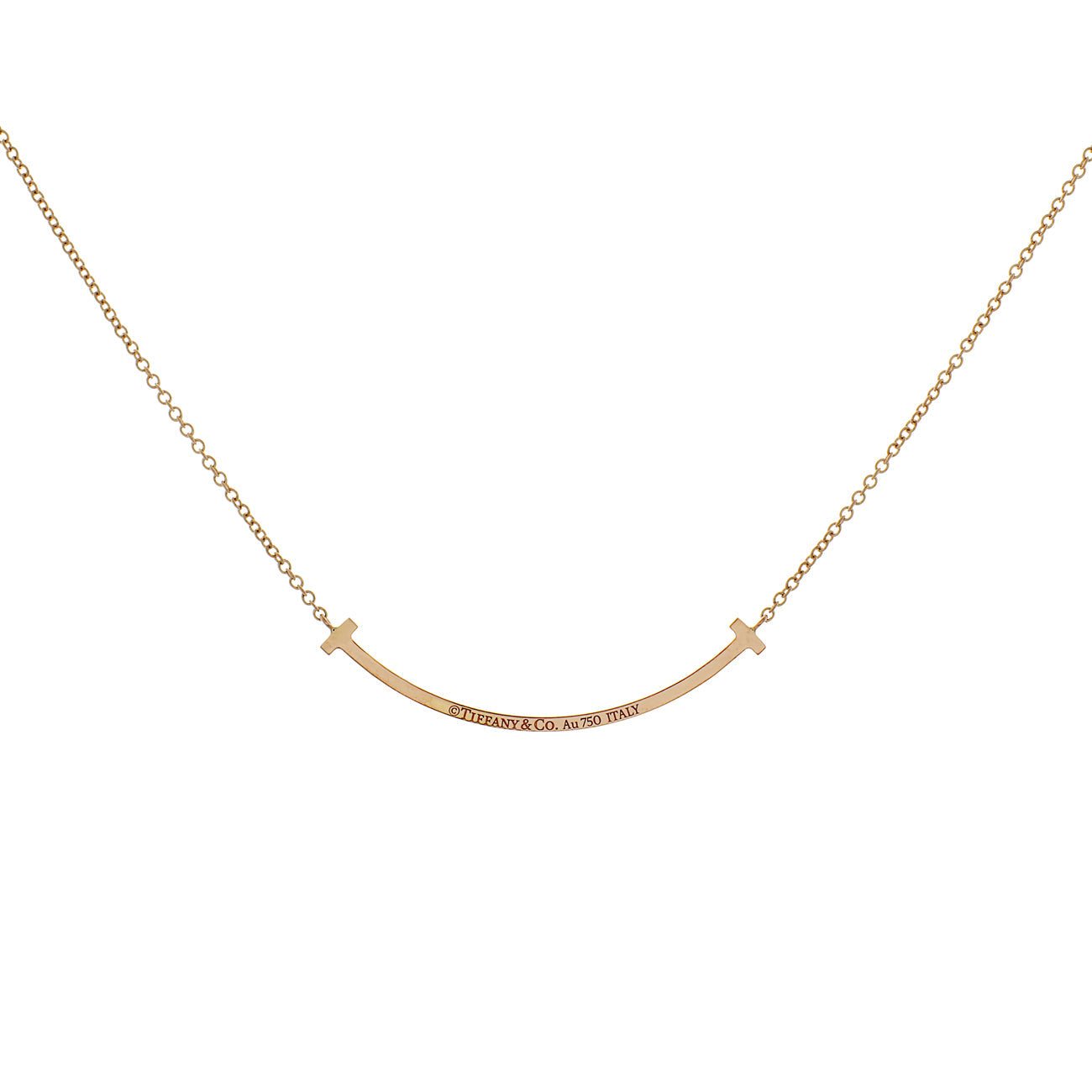 Exclusive Tiffany & Co. 18K Rose Gold Diamond Small T Smile Pendant — Side View