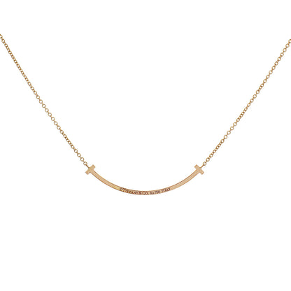 Exclusive Tiffany & Co. 18K Rose Gold Diamond Small T Smile Pendant — Side View
