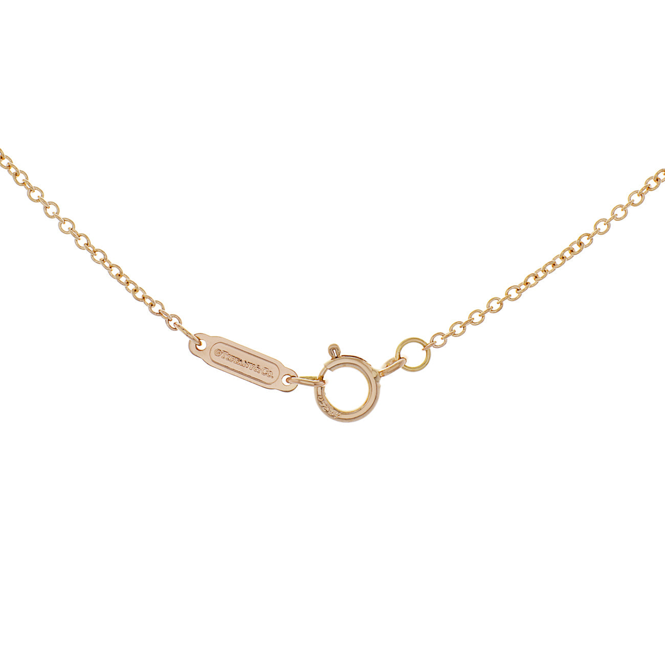 Exclusive Tiffany & Co. 18K Rose Gold Diamond Small T Smile Pendant — Back View