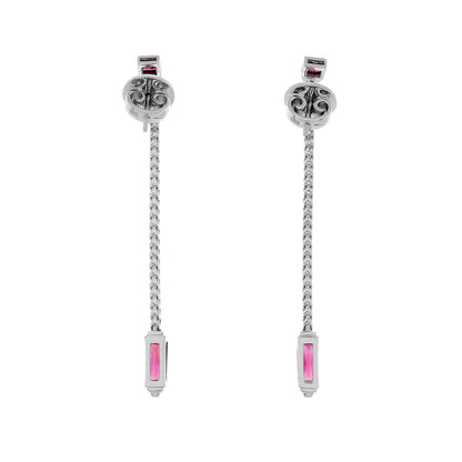 Exclusive 18K White Gold Di Modolo Pink Tourmaline Drop Earrings — Side View