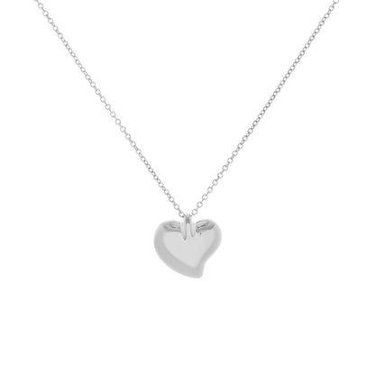 Exclusive Tiffany & Co. Sterling Silver Elsa Peretti Carved Heart Pendant Necklace — Side View