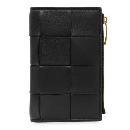 Exclusive Bottega Veneta Black Nappa Intrecciato Cassette Bifold Wallet — Front View