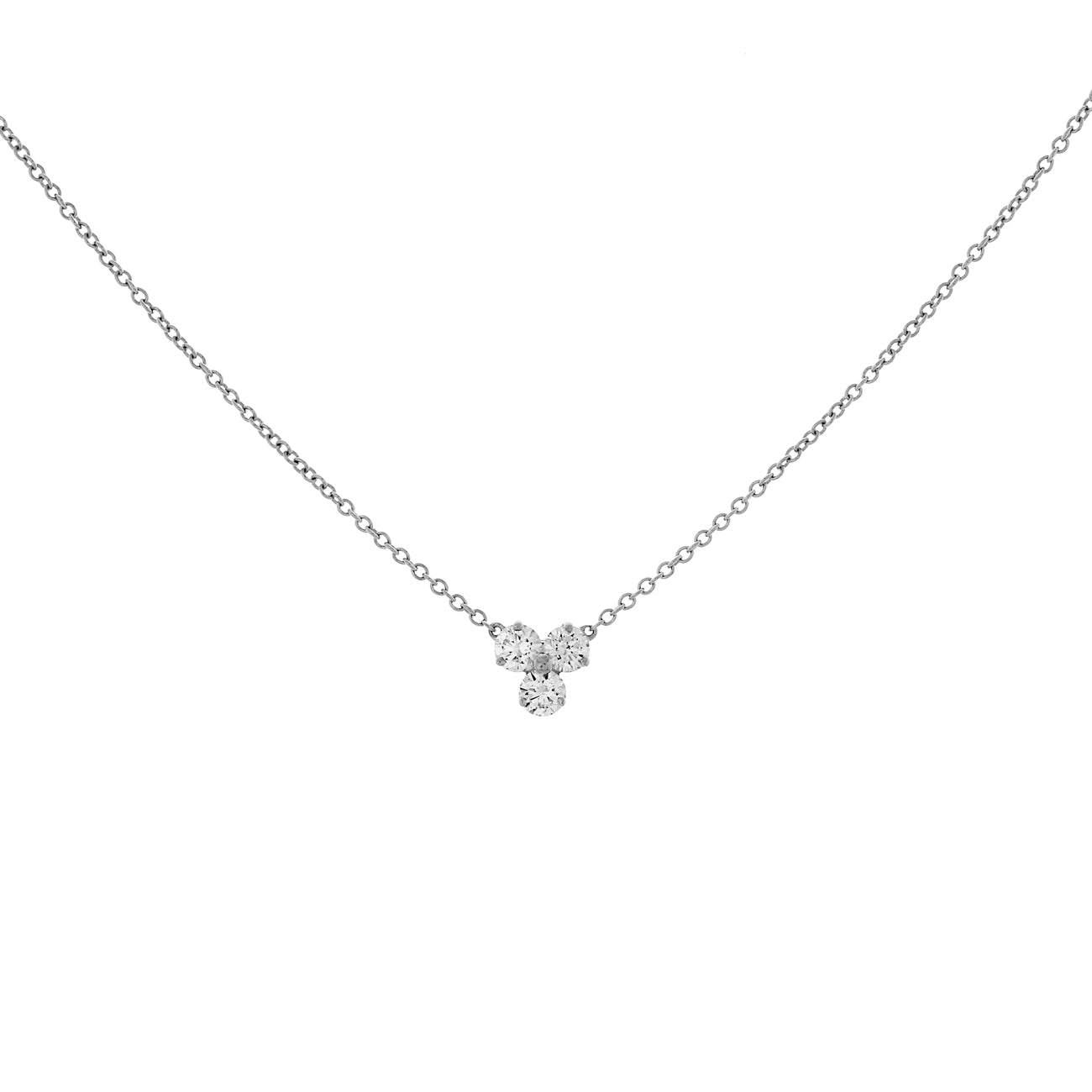 Exclusive Tiffany & Co. Platinum Diamond Aria Pendant Necklace — Front View