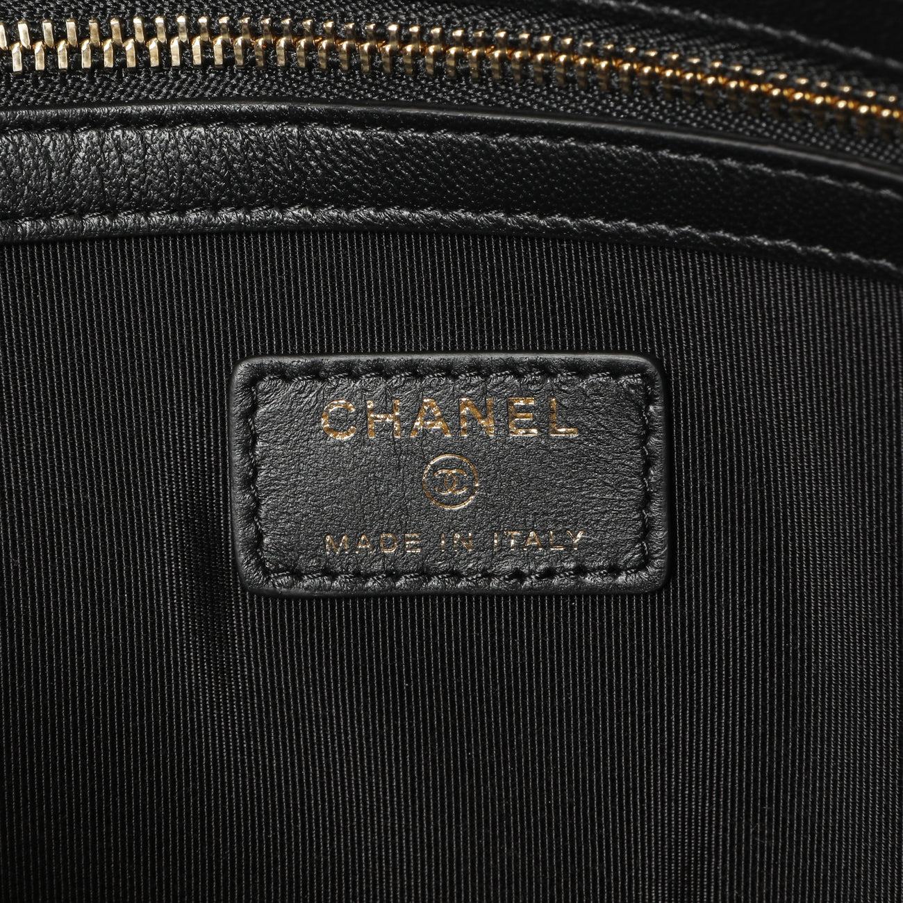 Exclusive Chanel Black Quilted Lambskin Large Cosmetic Case — Detail View