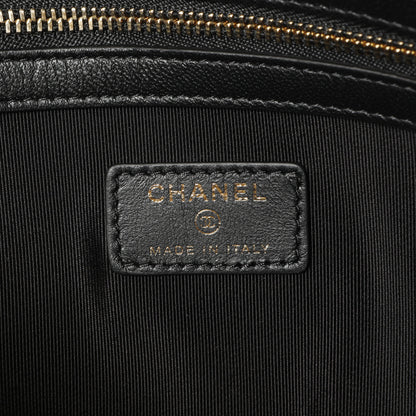 Exclusive Chanel Black Quilted Lambskin Large Cosmetic Case — Detail View