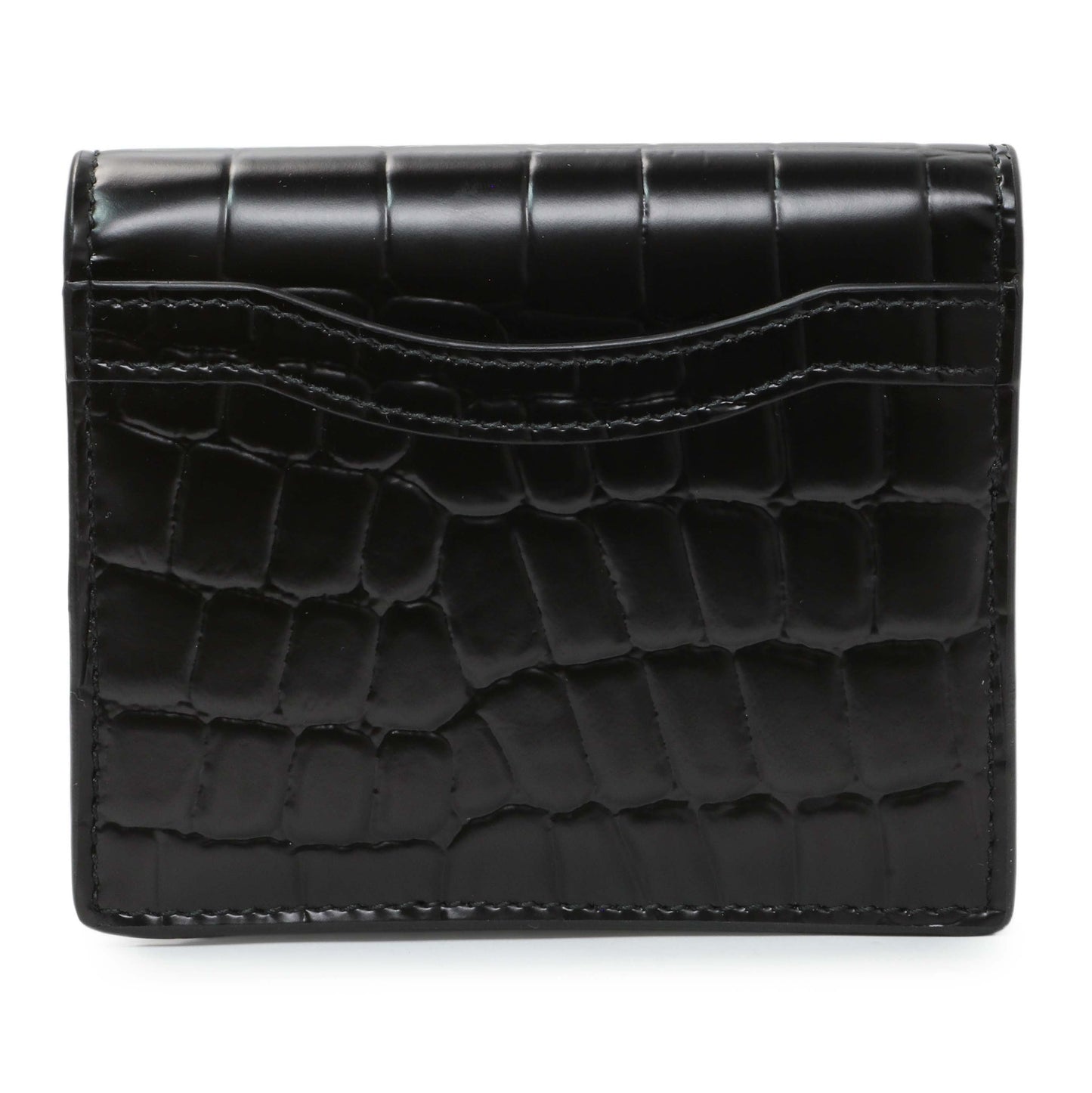 Exclusive Balenciaga Black Crocodile Embossed Wallet — Side View