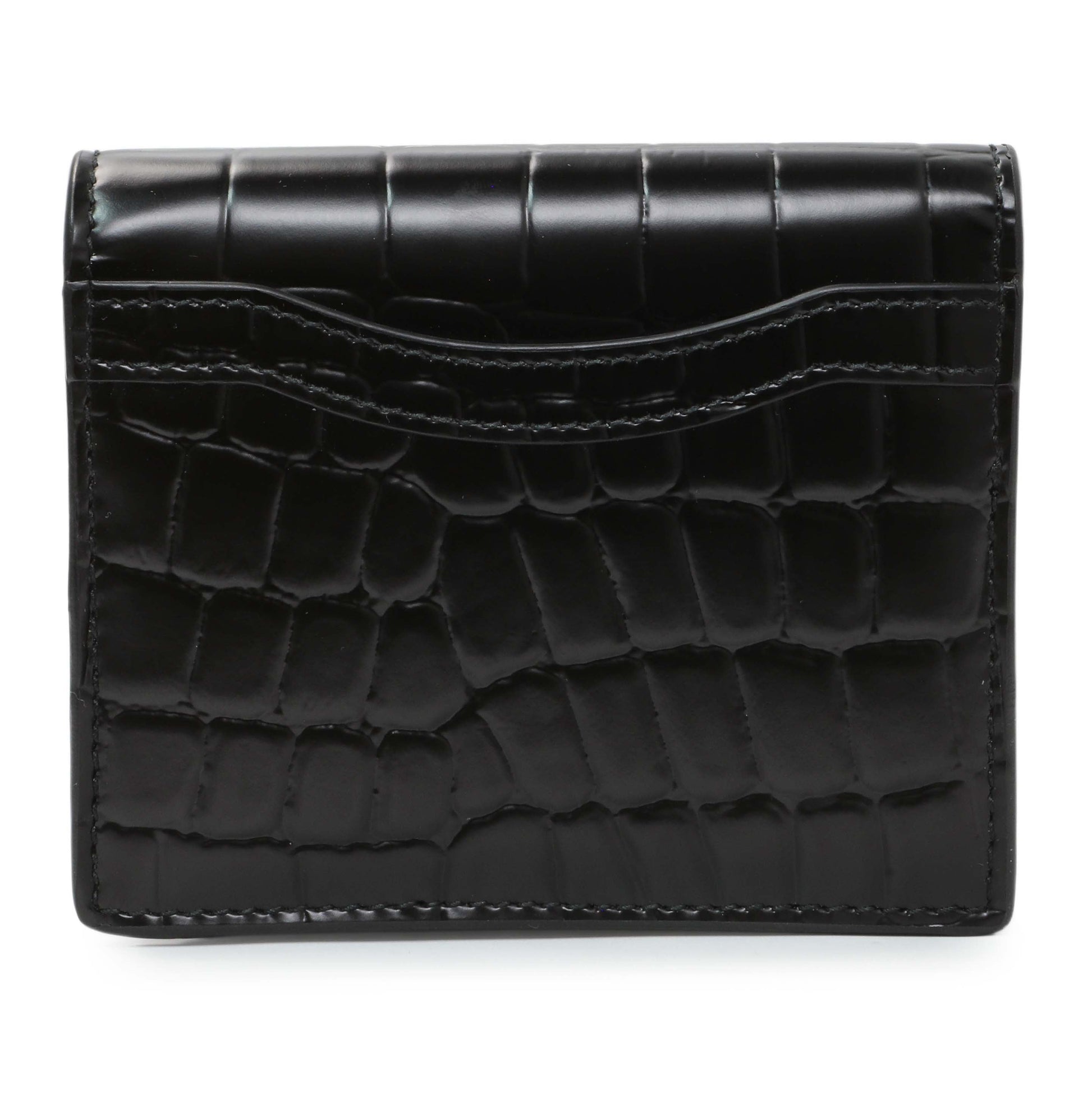 Exclusive Balenciaga Black Crocodile Embossed Wallet — Side View