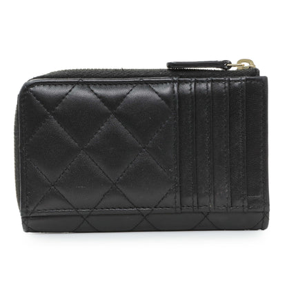 Exclusive Chanel Black Quilted Lambskin CC Zip Around Card Holder — Side View