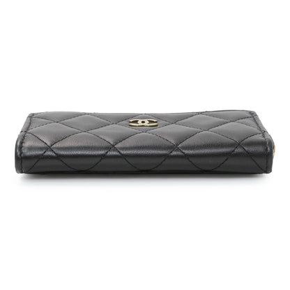 Exclusive Chanel Black Quilted Lambskin CC Zip Around Card Holder — Back View