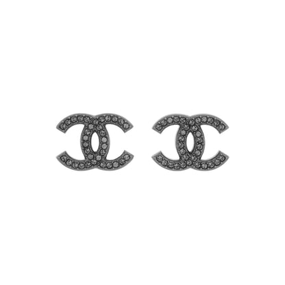 Exclusive Chanel Crystal CC Earrings — Front View