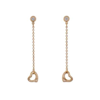 Exclusive Tiffany & Co. 18K Rose Gold Diamonds by the Yard Open Heart Earrings — Front View