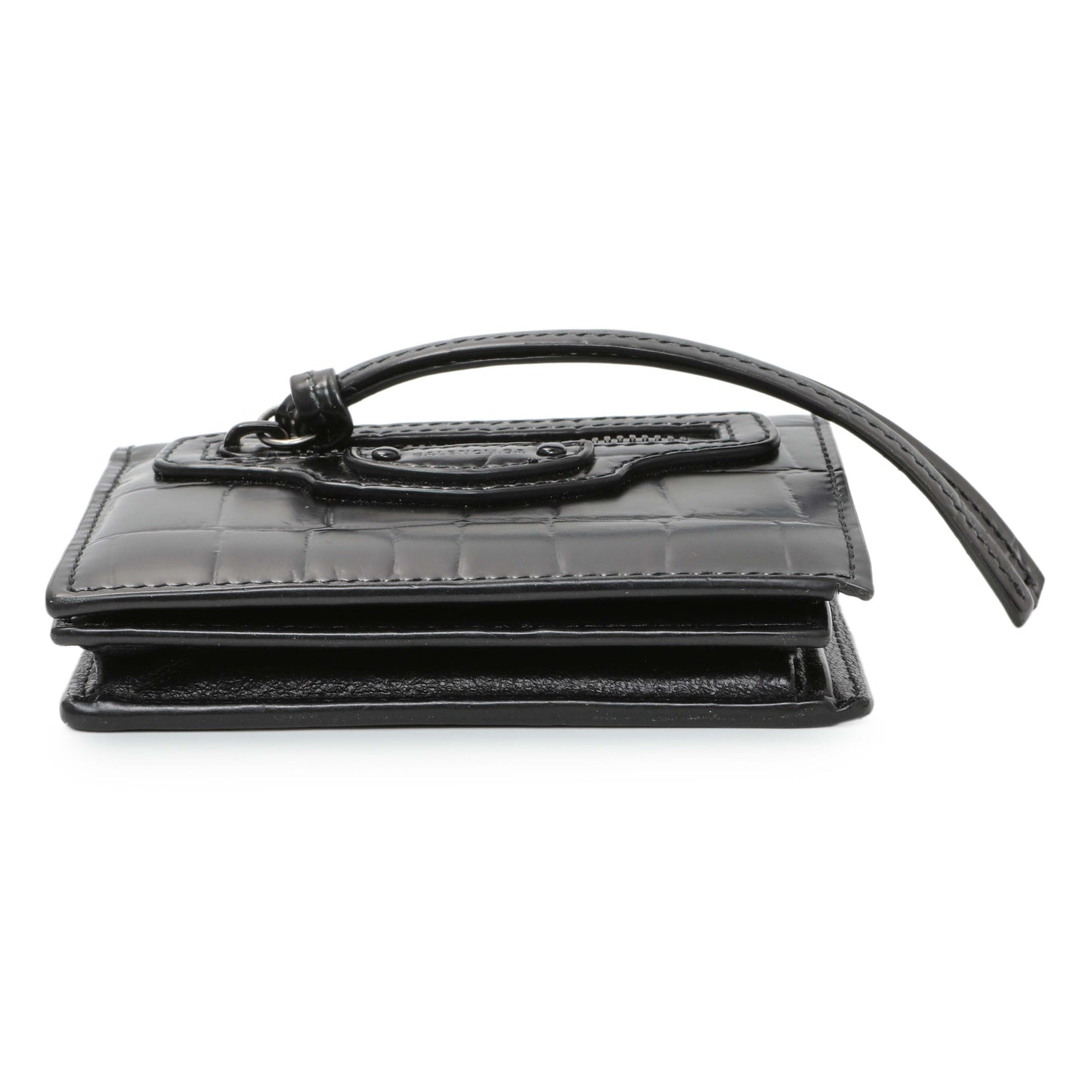 Exclusive Balenciaga Black Crocodile Embossed Wallet — Back View