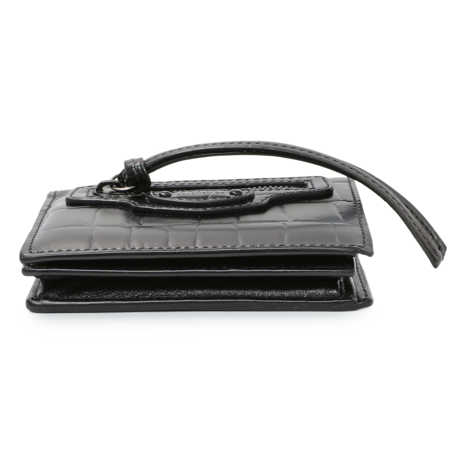Exclusive Balenciaga Black Crocodile Embossed Wallet — Back View