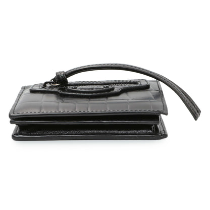 Exclusive Balenciaga Black Crocodile Embossed Wallet — Back View