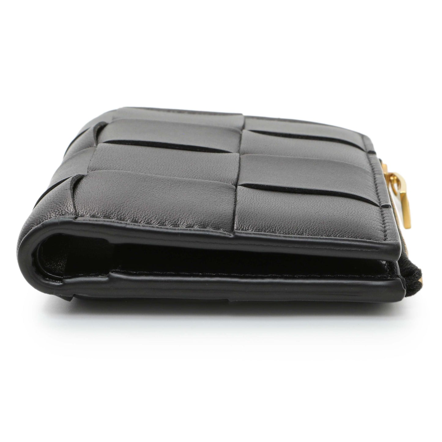 Exclusive Bottega Veneta Black Nappa Intrecciato Cassette Bifold Wallet — Back View