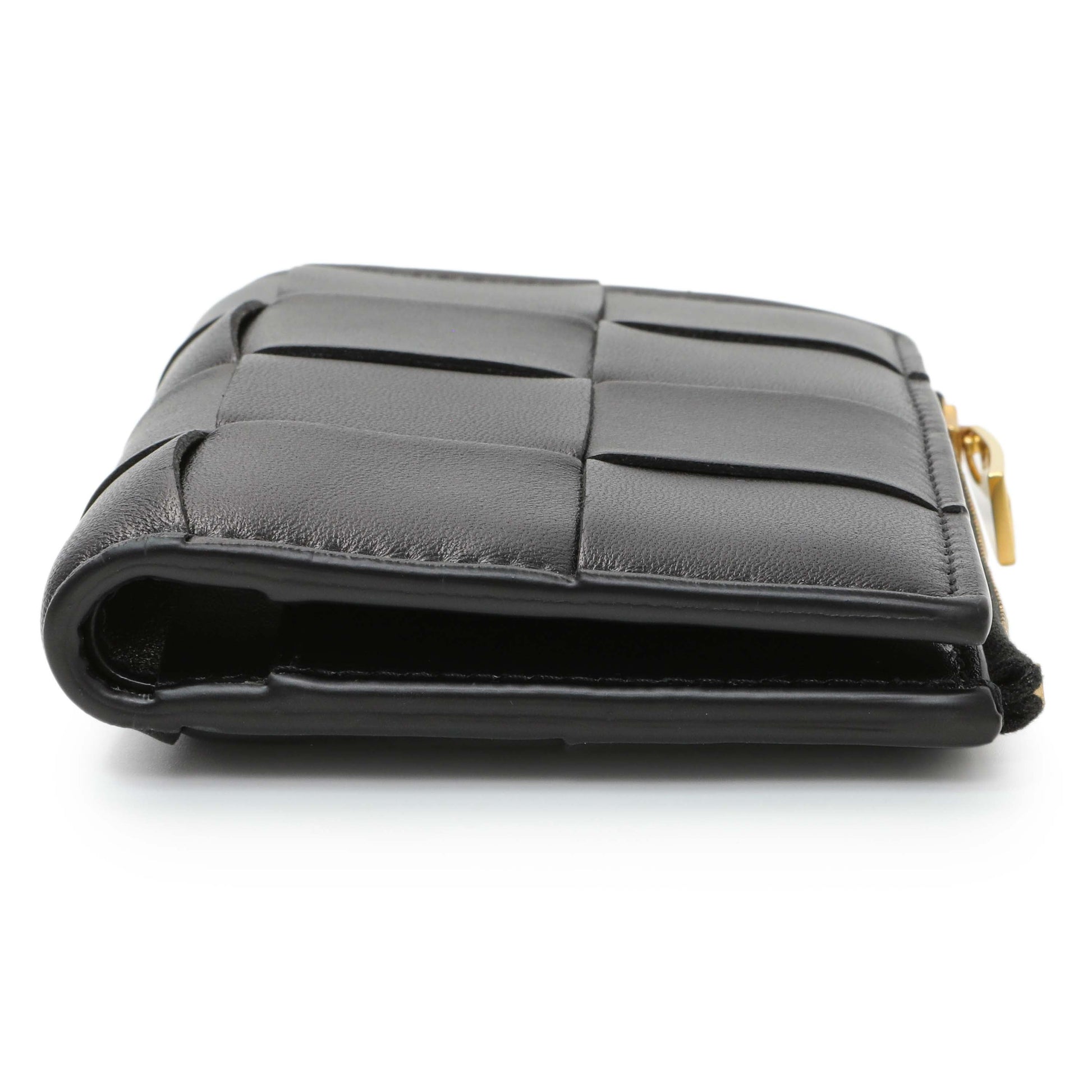 Exclusive Bottega Veneta Black Nappa Intrecciato Cassette Bifold Wallet — Back View