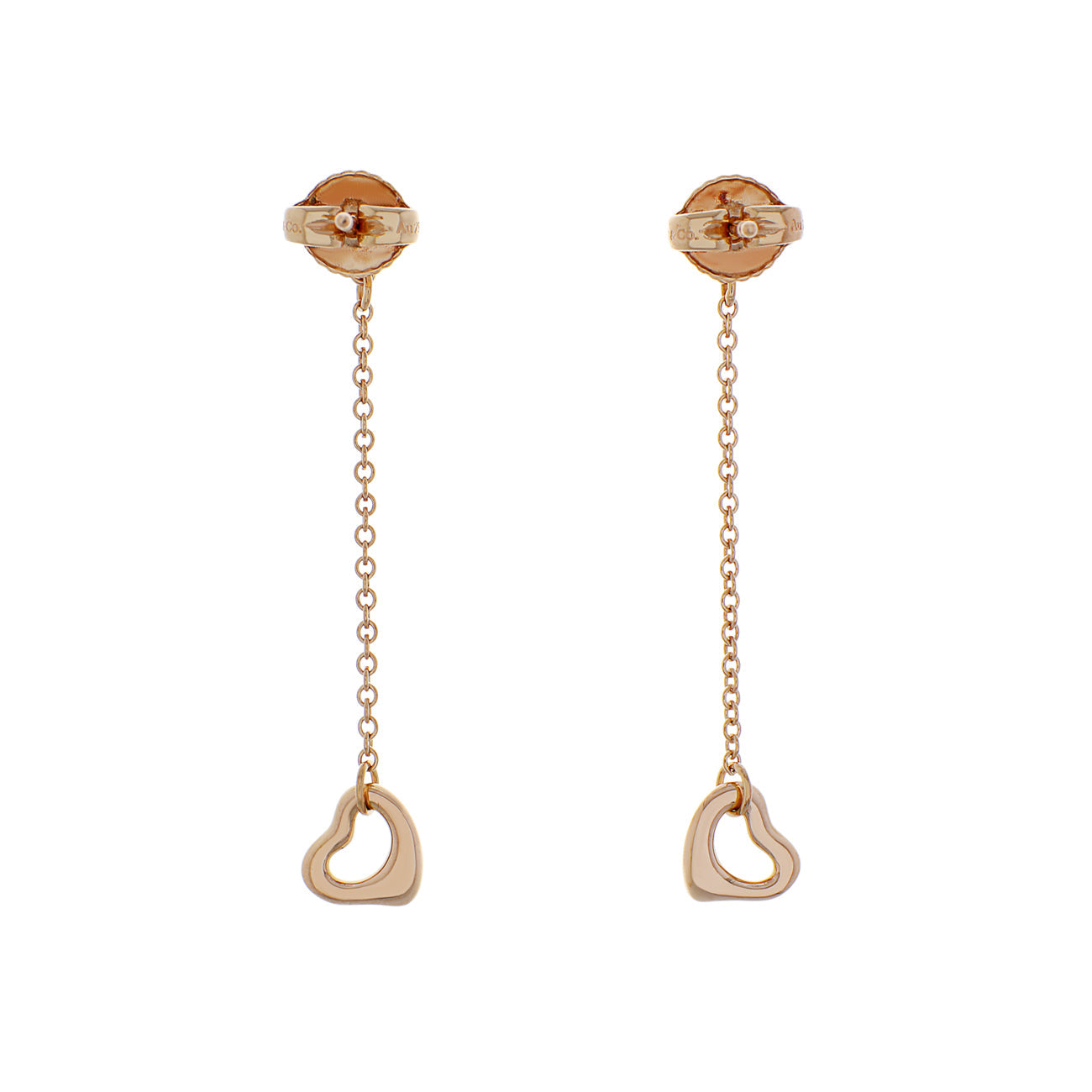 Exclusive Tiffany & Co. 18K Rose Gold Diamonds by the Yard Open Heart Earrings — Side View