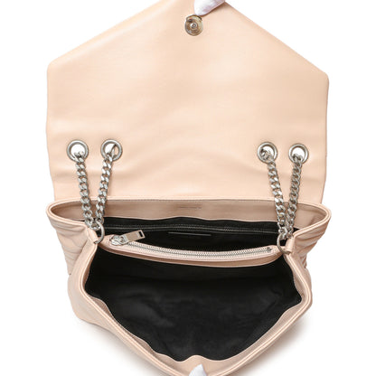 Exclusive Saint Laurent Beige Calfskin Y Quilted Monogram Medium Loulou Chain Satchel — Top View