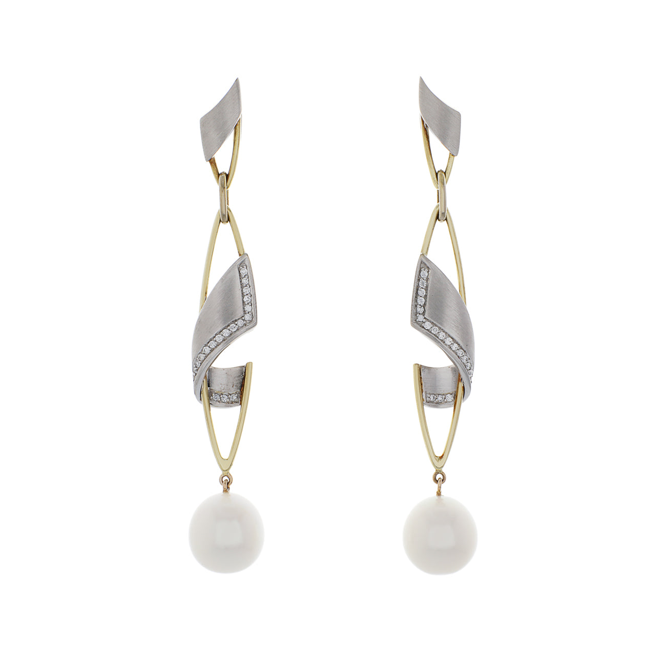 Exclusive 14K Yellow/White Gold South Sea Pearl Earrings — Front View