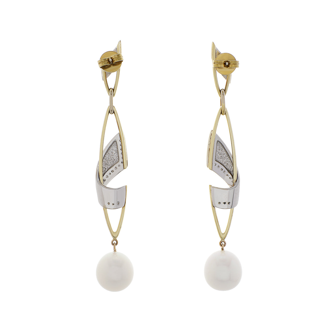 Exclusive 14K Yellow/White Gold South Sea Pearl Earrings — Side View