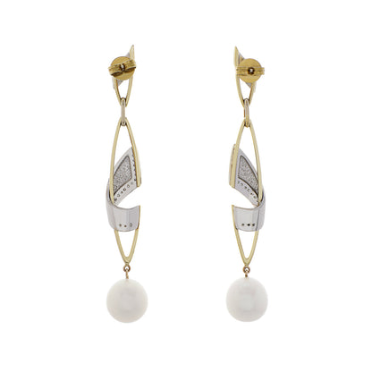Exclusive 14K Yellow/White Gold South Sea Pearl Earrings — Side View