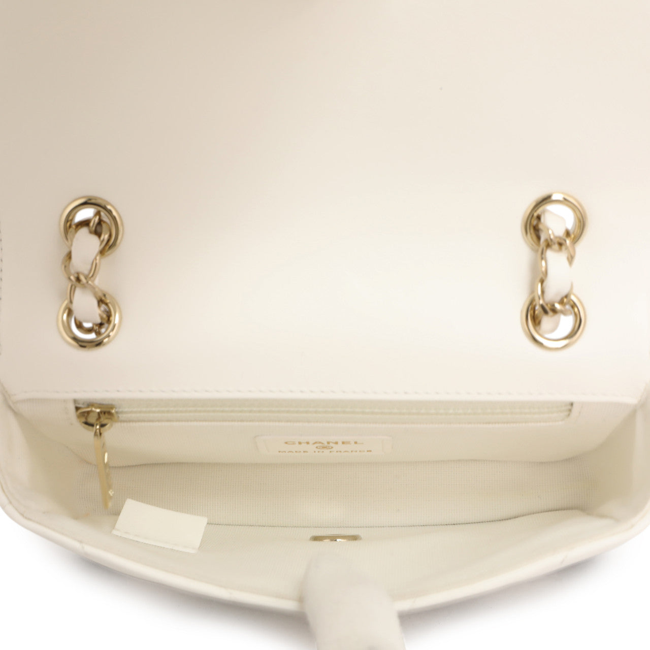 Exclusive Chanel White Black Chevron Lambskin Stitched Mini Flap — Alternate View 8