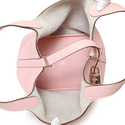 Exclusive Hermes Rose Sakura Taurillon Clemence Picotin Lock 18 — Top View